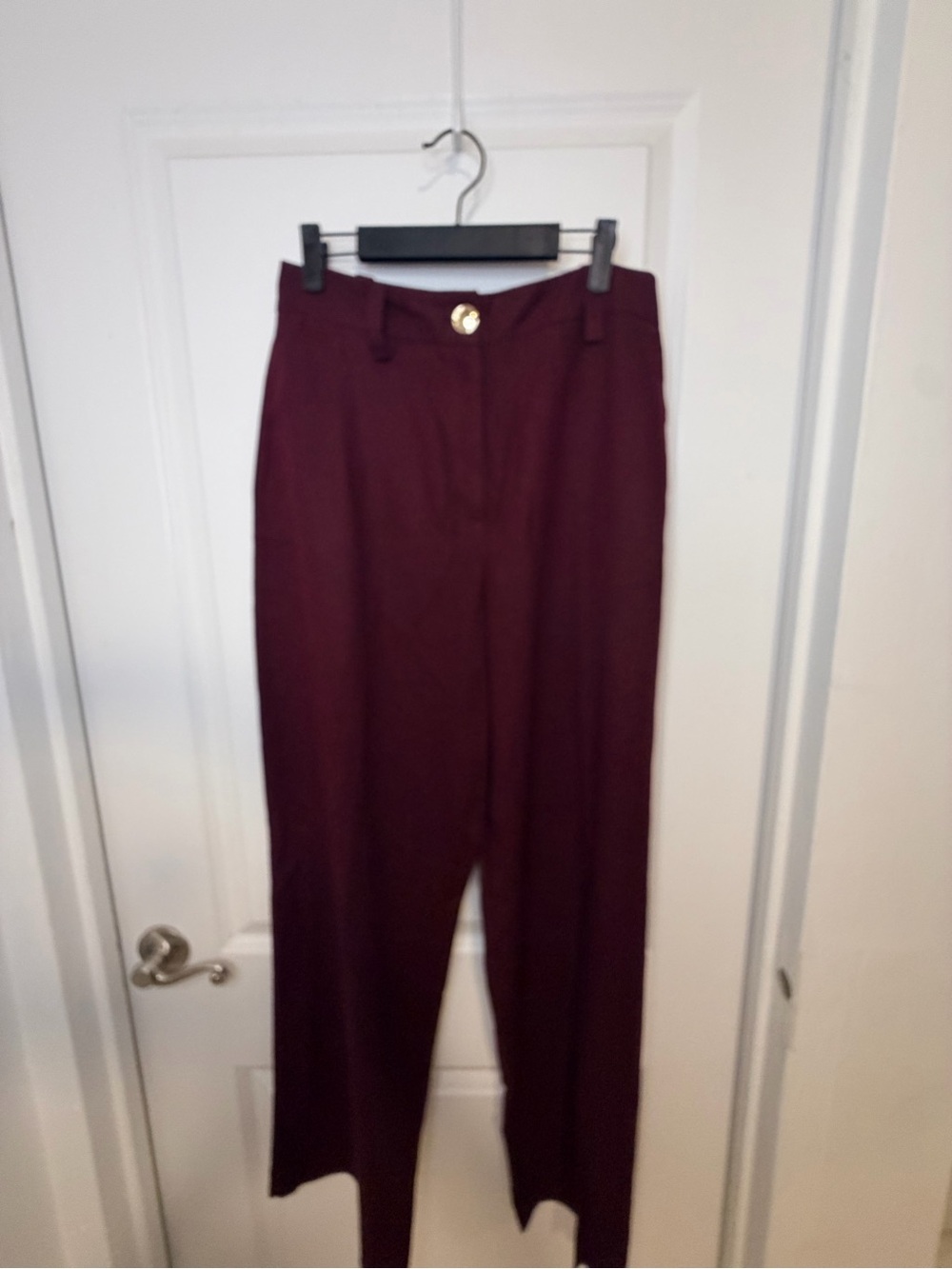 Zara Burgundy High-Waist Straight Leg Trousers - NWT
